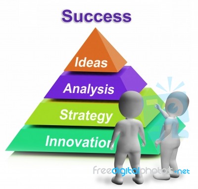 Success Pyramid Shows Accomplishment Progress Or Successful Stock Image