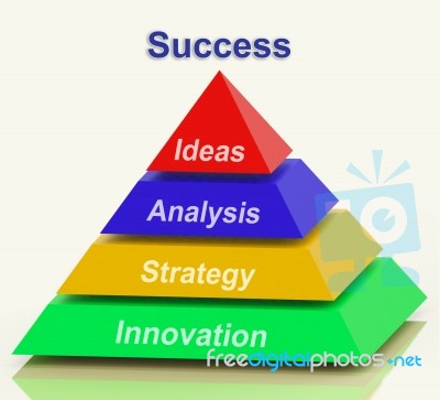 Success Pyramid Shows Progress Achievement Or Winning Stock Image