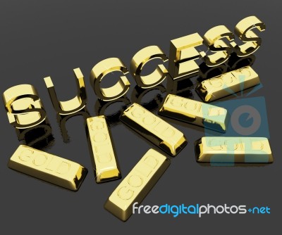Success Text And Gold Bars Stock Photo