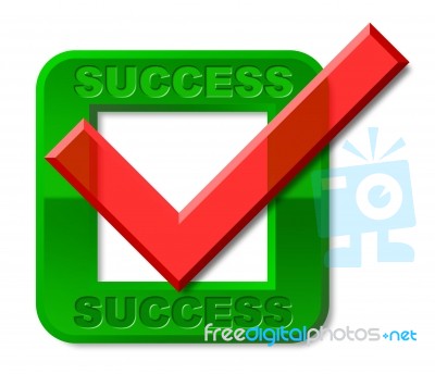 Success Tick Indicates Triumph Prevail And Victors Stock Image