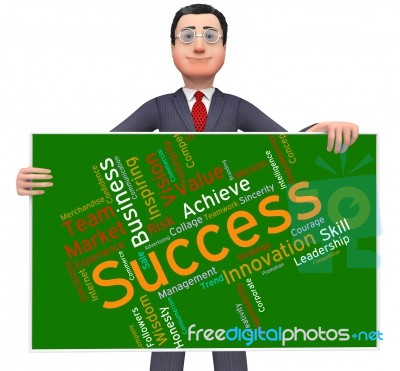 Success Words Represents Text Victor And Progress Stock Image