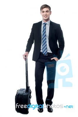 Successful Entrepreneur Holding His Baggage Stock Photo