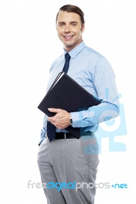 Successful Project Presentation By Male Executive Stock Photo