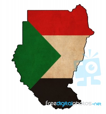 Sudan Map On  Flag Drawing ,grunge And Retro Flag Series Stock Image