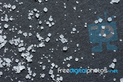Sugar Crystals On Black Stock Photo