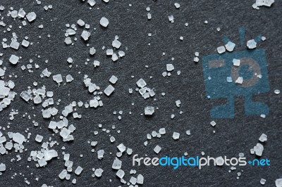 Sugar Crystals On Black Stock Photo
