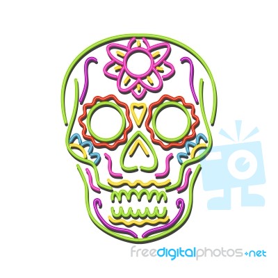 Sugar Skull Neon Sign Stock Image