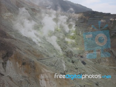 Sulfur Mountains In Japan Stock Photo