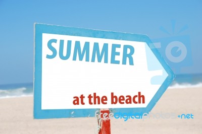 Summer At The Beach Sign Stock Photo