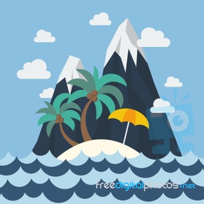 Summer Beach And Mountain Stock Image