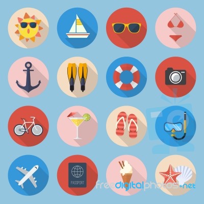 Summer Flat Icon Set Stock Image