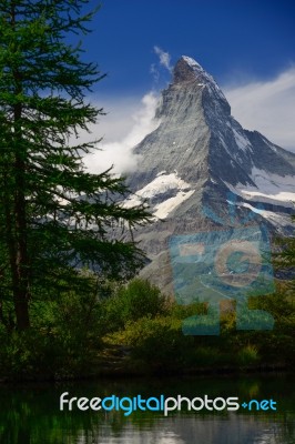 Summer Morning On The Grindjisee Lake With Matterhorn Peak Backd… Stock Photo