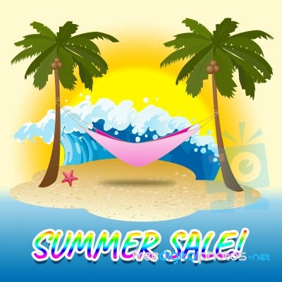 Summer Sale Represents Merchandise Seafront And Vacational Stock Image