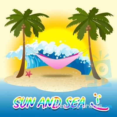 Sun And Sea Represents Summer Time And Break Stock Image