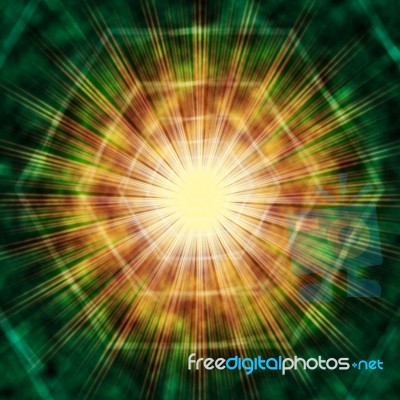 Sun Background Shows Brown Green Hexagons And Light
 Stock Image
