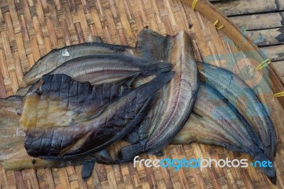 Sun Dried Fish In The Market Stock Photo