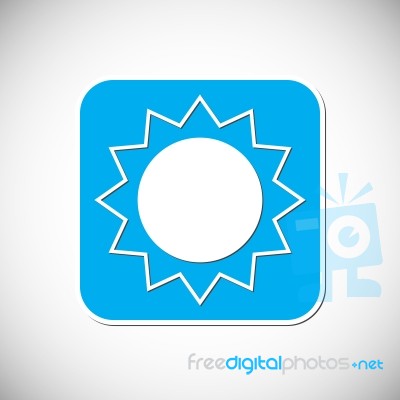 Sun Icon. Blue Square Frame.  Illustration Stock Image