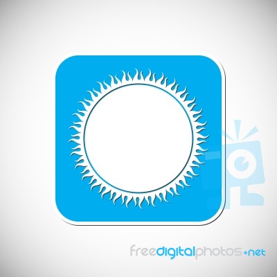 Sun Icon. Blue Square Frame.  Illustration Stock Image