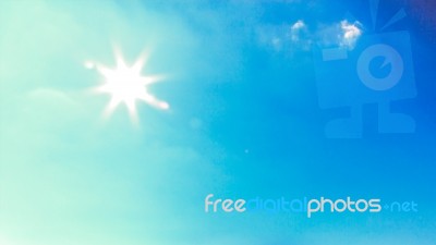 Sun Light With Blue Sky Stock Photo