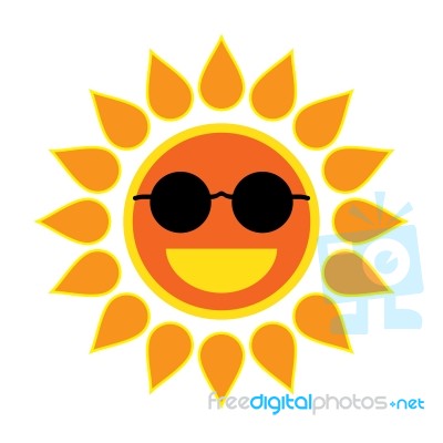 Sun Smile With Sunglasses On White Background Stock Image