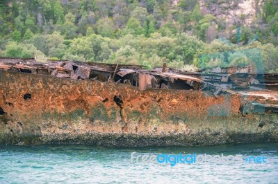 Sunk Shipwrecks At Tangalooma Island In Moreton Bay Stock Photo