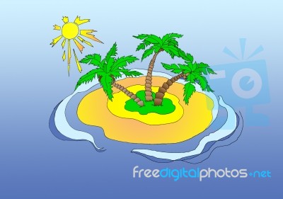 Sunny Island In A Sea Stock Image