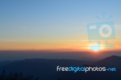 Sunrise At Phu Ruea National Park Stock Photo
