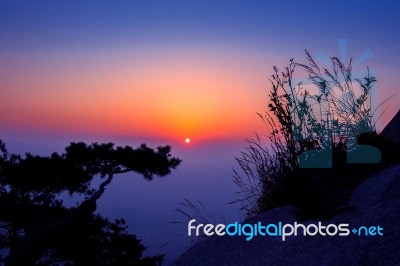 Sunrise On Bukhansan Mountains In Seoul, Korea Stock Photo