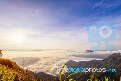 Sunrise On The Clouds In Thailand Stock Photo