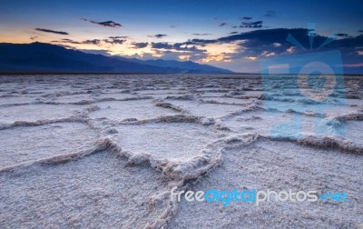 Sunset At Badwater Basin Stock Photo