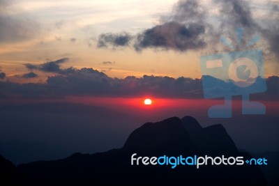 Sunset At Doi Laung Chiang Dao-thailand Stock Photo