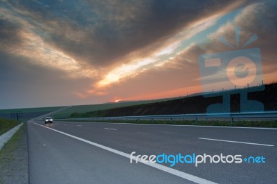 Sunset Highway Stock Photo