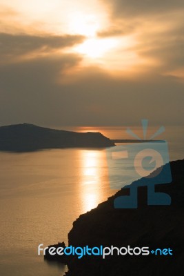 Sunset In Santorini Stock Photo