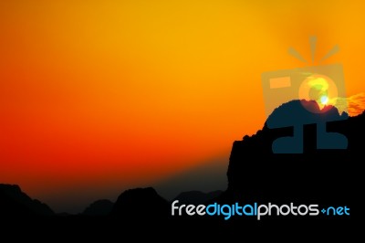 Sunset In Vang Vieng Stock Photo