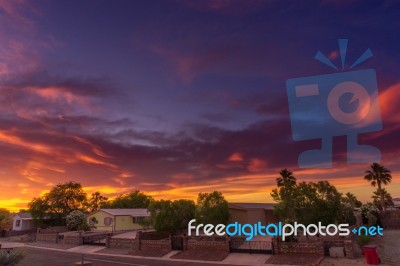 Sunset In Yuma Arizona Stock Photo