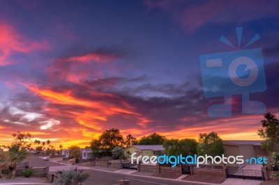 Sunset In Yuma Arizona Stock Photo