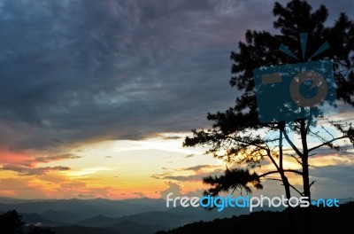Sunset Over High Mountain Range Stock Photo