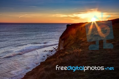 Sunset Over Hope Gap Stock Photo