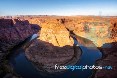 Sunset Over Horseshoe Bend In Arizona Stock Photo