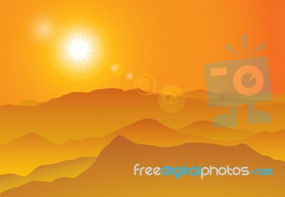 Sunset Over Mountain Ridge  Stock Image