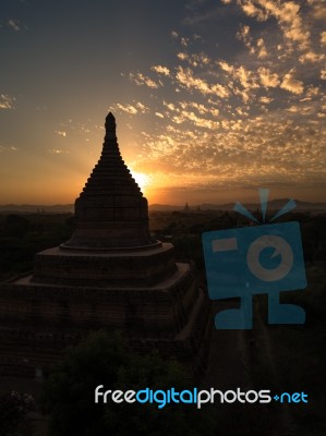 Sunset Over Religious Temples Stock Photo