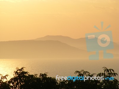 Sunset Over The Petra Velikogo Bay Stock Photo