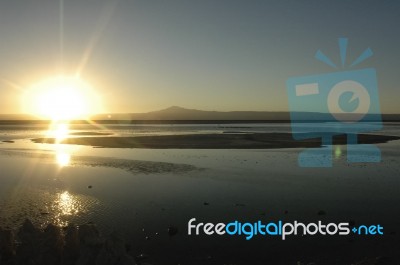 Sunset Over The Salar Stock Photo