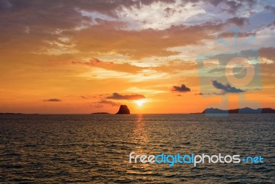 Sunset Over The Sea In Thailand Stock Photo