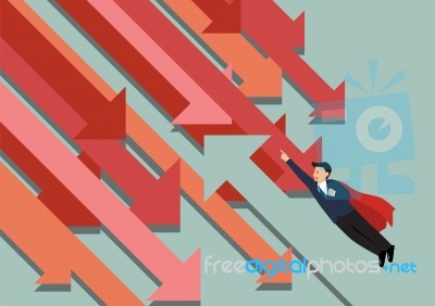 Super Man Flying Against Trend Stock Image