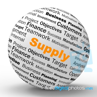 Supply Sphere Definition Shows Goods Provision Or Product Demand… Stock Image