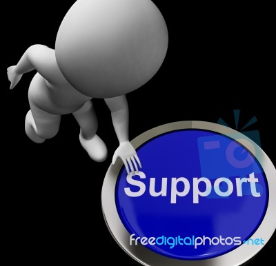 Support Button Shows Help Faq And Assistance Stock Image