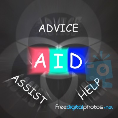 Supportive Words Displays Advice Assist Help And Aid Stock Image
