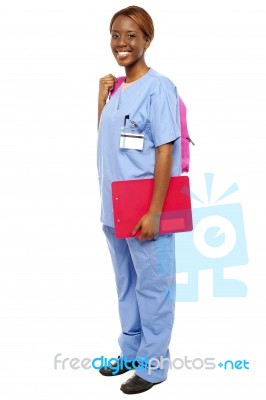 Surgeon Doctor Holding Clipboard Stock Photo