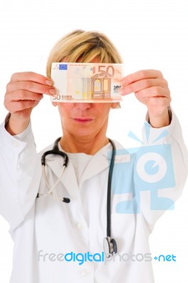 Surgeon Holding Euro Stock Photo